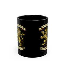 Load image into Gallery viewer, Here There Be Lions: Rampant Lions w/ Latin Quote Coffee Mug -- 2 Sizes