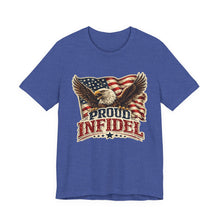 Load image into Gallery viewer, Proud Infidel - Patriotic American Flag Tee with Bald Eagle Graphic
