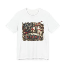 Load image into Gallery viewer, Proud Infidel Tee — American Flag &amp; Knight Helmet Patriotic T‑Shirt
