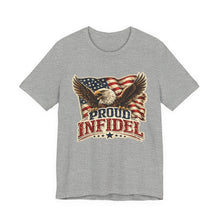 Load image into Gallery viewer, Proud Infidel - Patriotic American Flag Tee with Bald Eagle Graphic

