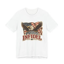 Load image into Gallery viewer, Proud Infidel - Patriotic American Flag Tee with Bald Eagle Graphic
