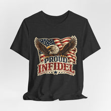 Load image into Gallery viewer, Proud Infidel - Patriotic American Flag Tee with Bald Eagle Graphic
