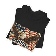 Load image into Gallery viewer, Proud Infidel - Patriotic American Flag Tee with Bald Eagle Graphic
