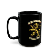 Load image into Gallery viewer, Here There Be Lions:  Rampant Lions w/ Latin Quote  Coffee Mug -- 2 Sizes
